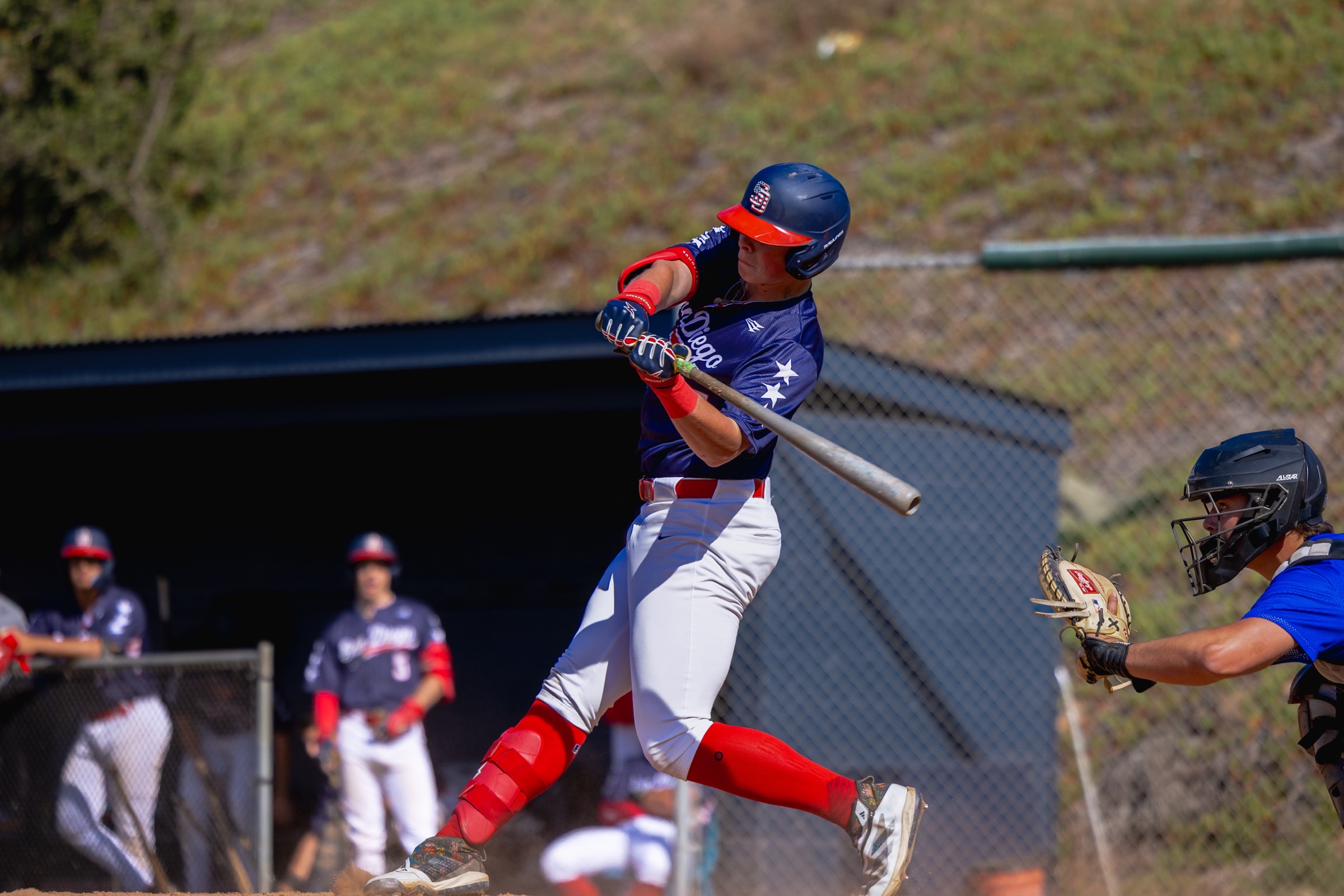 A hitter mid-swing